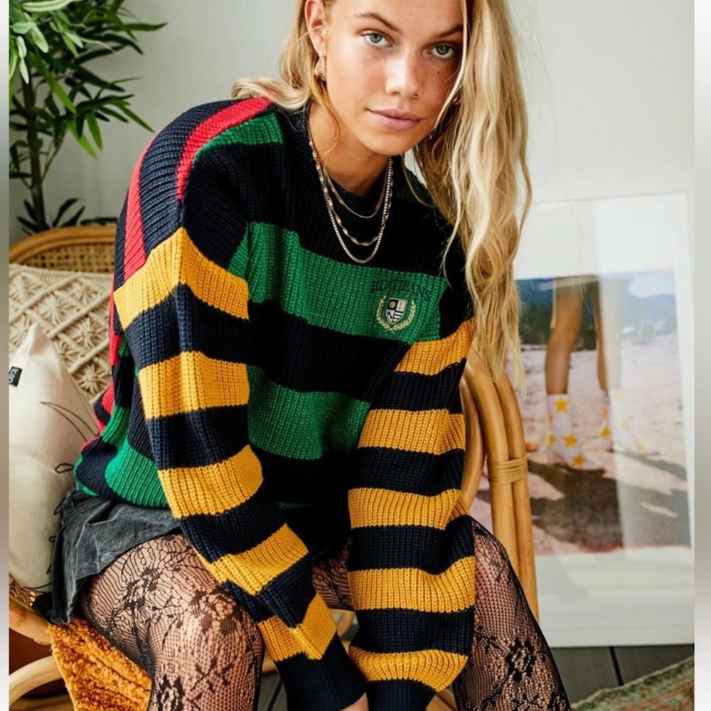 NWT UO BDG Mixed Stripe Crew Neck Sweater